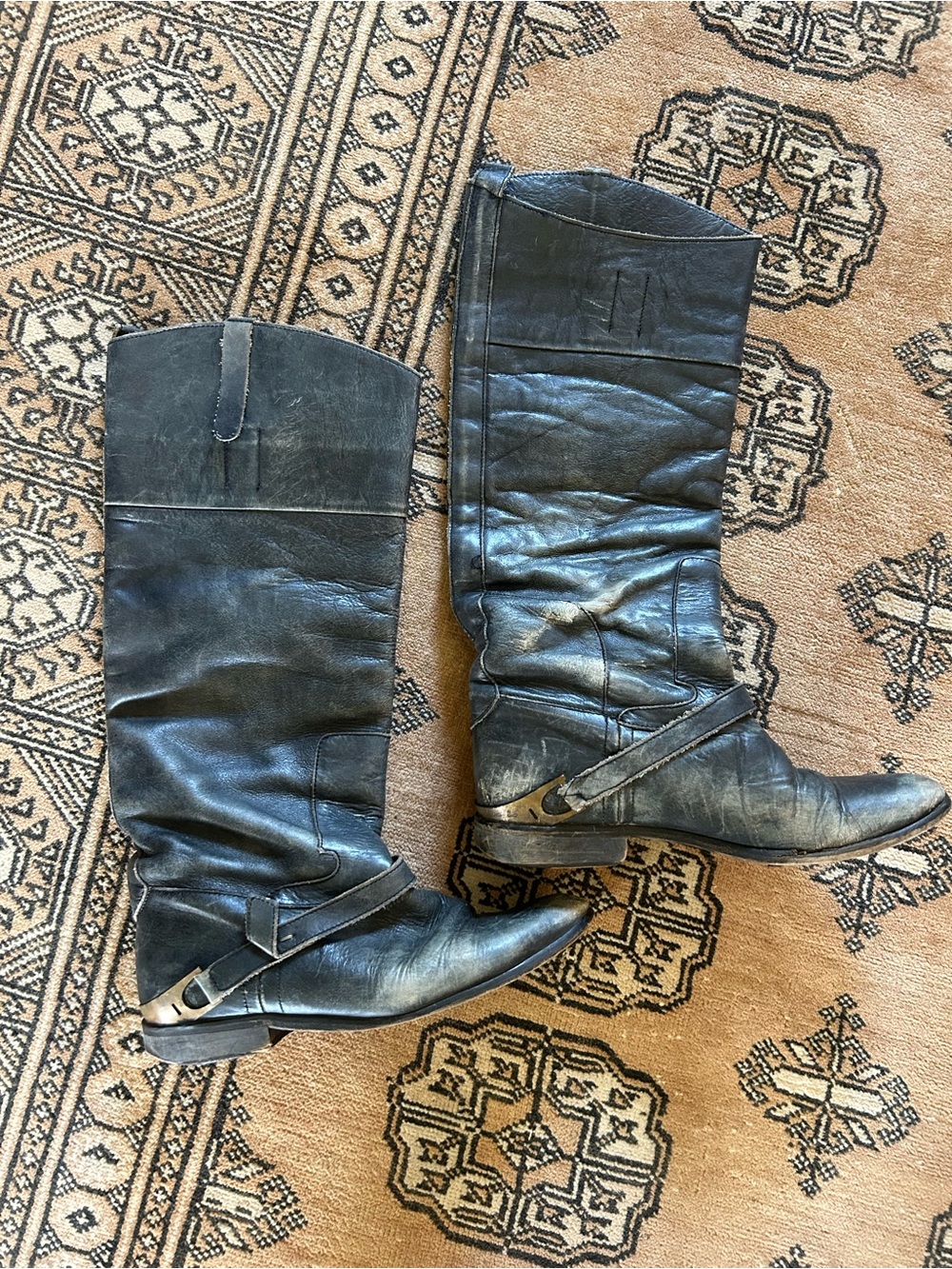 Golden Goose Navy Leather Riding Boots